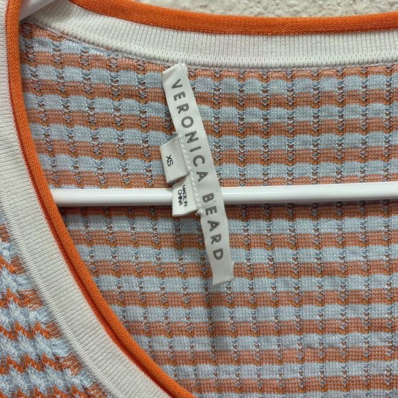 VERONICA BEARD Dany Rib Knit Top in Orange & Blue Size XS - Picture 2 of 5